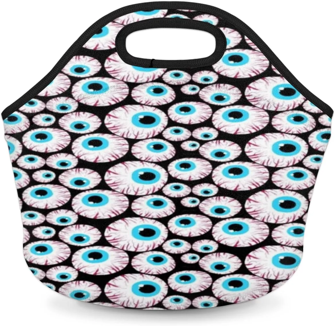 Eyeballs Horror Neoprene Lunch Bag Soft Washable Lunch Box Reusable Insulated Lunch Bag Lightweight Meal Prep Bags for Office Work Picnic Beach