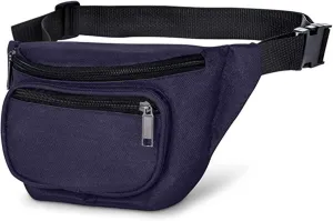 Fanny Pack, MISSMOON 3-Zipper Compartments Adjustable Waist Festival Workout Running Hiking Traveling Walking Sport Fishing Casual Hands-Free Wallets Crossbody Waist Pack Bag For Men Women NAVY BLUE