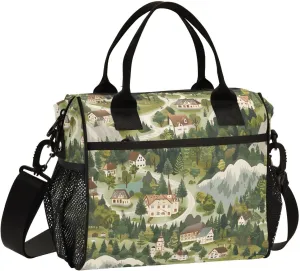 Farm Farmhouse Farmland Lunch Bag Women Cooler Bags Lunch Tote Bags for Men Reusable Insulated Lunch Box Crossbody with Shoulder Strap Leakproof Work Picnic S