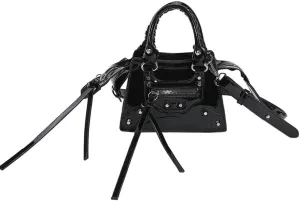 Fashion Crossbody Bag for Women, Shiny Y2K Shoulder Bag Handbags Top Handle Bag Women Ladies Grunge Sling Purse Casual (black)