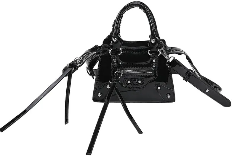 Fashion Crossbody Bag for Women, Shiny Y2K Shoulder Bag Handbags Top Handle Bag Women Ladies Grunge Sling Purse Casual (black)