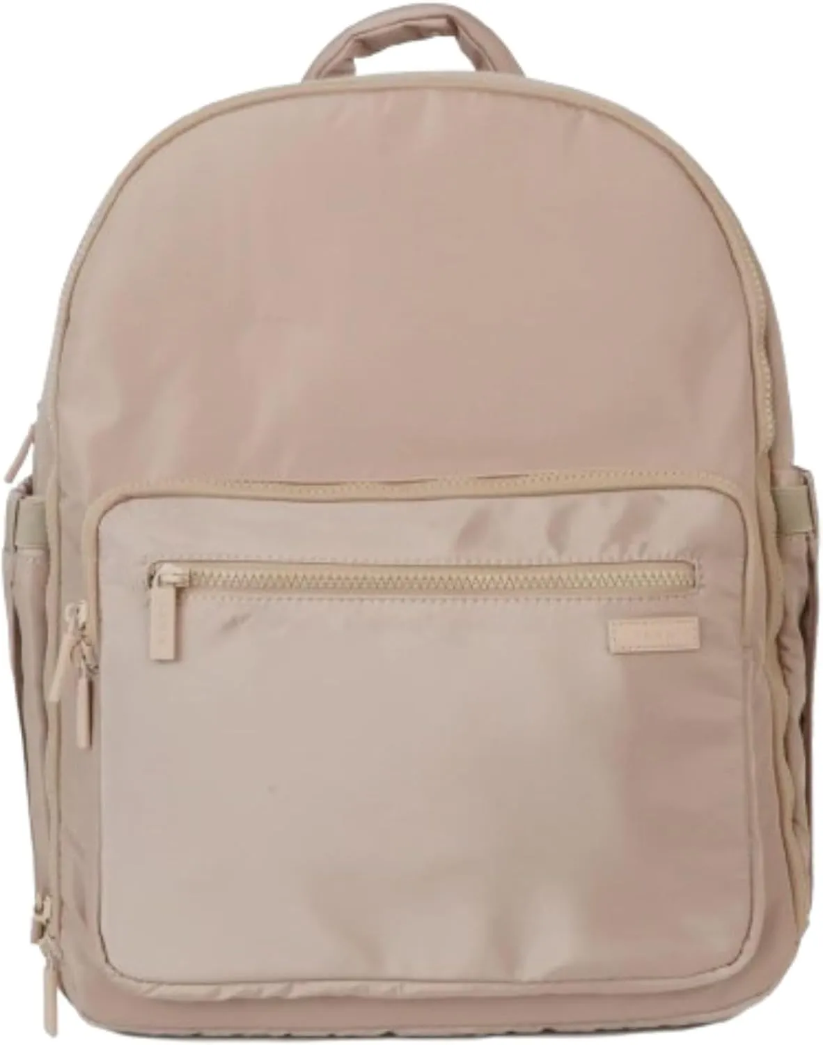 FAWN DESIGN Nylon Diaper Bag Backpack with Changing Pad, Beige Backpack Diaper Bag with 11 Interior and 5 Exterior Pockets, Padded and Adjustable Straps for All Day Comfort, 16x13x7 inches