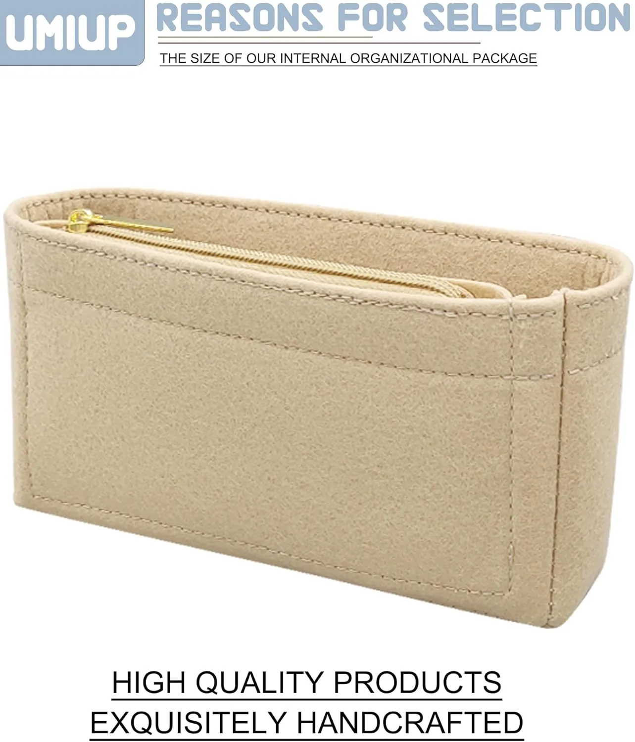 Felt Insert Purse Organizer with Zipper fit GG Marmont Matelasse Shoulder Bag, Small Handbag Organizer Liner Pouch for Women Inner Bladder Bag Storage (BEIGE, LARGE)