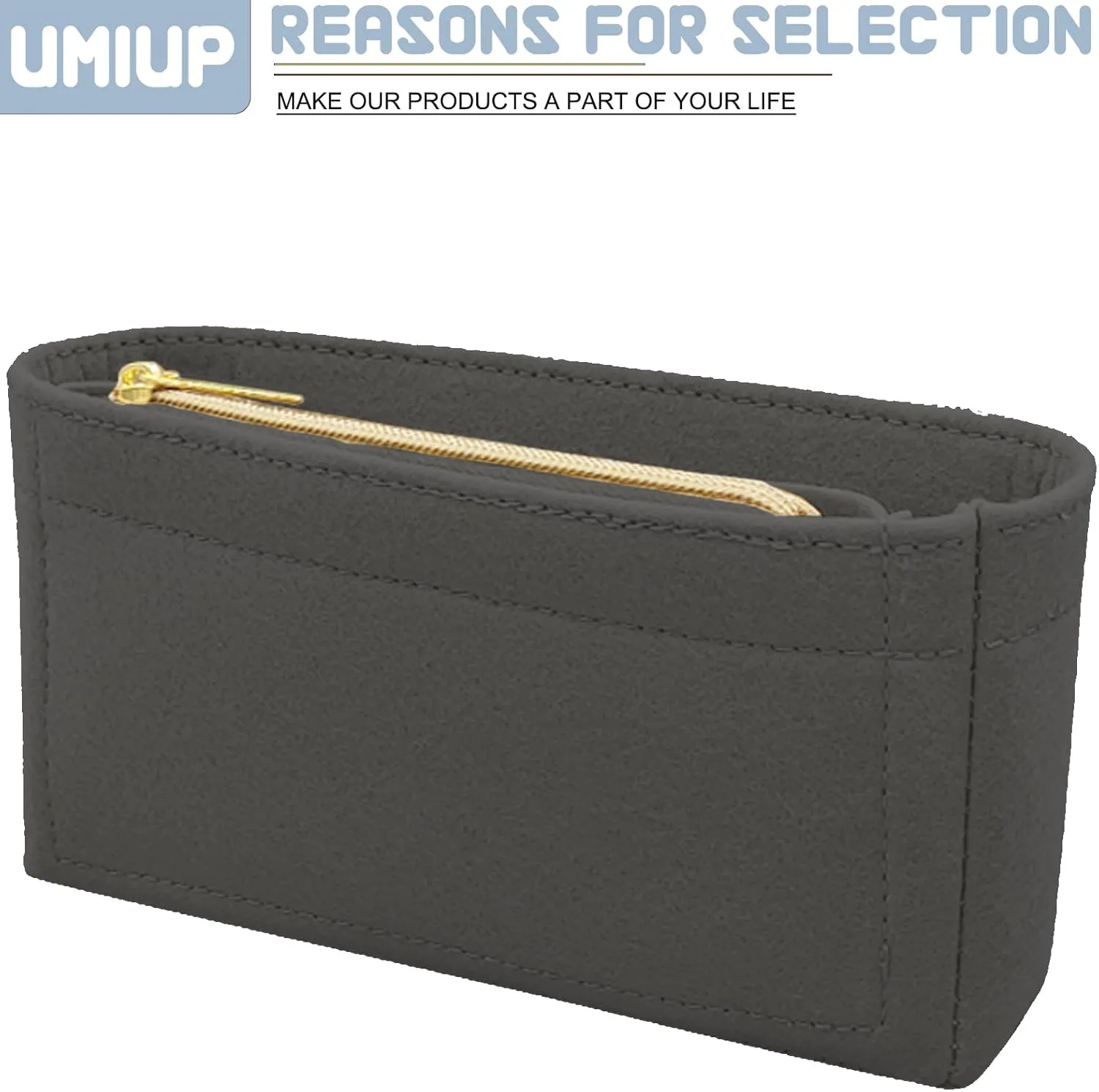Felt Insert Purse Organizer with Zipper fit GG Marmont Matelasse Shoulder Bag, Small Handbag Organizer Liner Pouch for Women Inner Bladder Bag Storage (BLACK, MEDIUM)