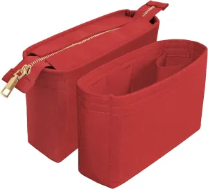 Felt Tote Bag organizer with Zipper Small Purse Organizer Insert With 2 Packs fits NeoNoe Series,Red