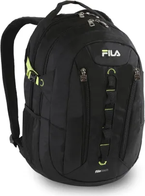 Fila Vertex Tablet and Laptop Backpack, Black/NEON, One Size