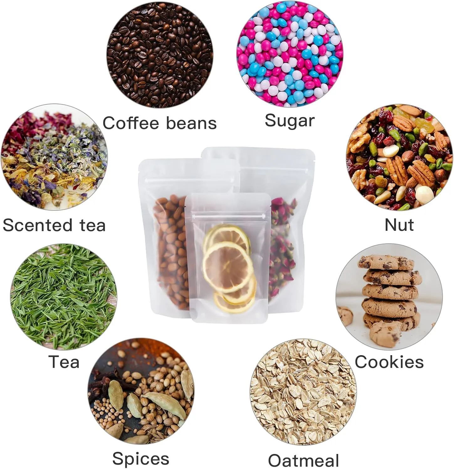 FireKylin 100 Pcs Resealable Bags,4.3" x 6.7" Matte Stand Up Zip Lock Bags for Packaging Products, Herbs, Snacks, Tea, Spices, Pet Food and Soaps