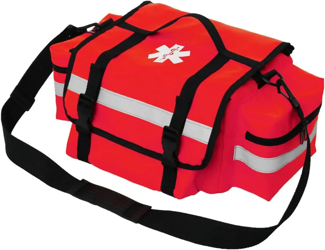 First Aid Bag Empty,First Responder Emergency Bag,EMS EMT Trauma Bag Empty,Medical Bag with Reflective Strips,Great for Rescue Squads,Lifeguard,Firefighter(Red)
