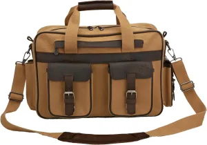 Flight Outfitters Unisex Bush Pilot Folio Hand/Shoulder Carry Canvas & Leather Work Travel Aviation Gear Organizer Flight Bag