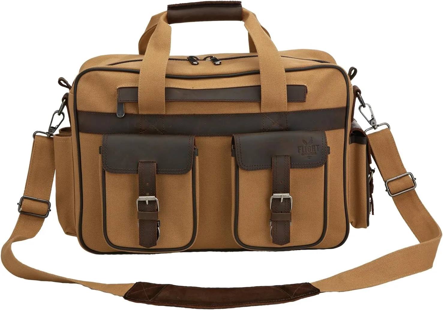 Flight Outfitters Unisex Bush Pilot Folio Hand/Shoulder Carry Canvas & Leather Work Travel Aviation Gear Organizer Flight Bag