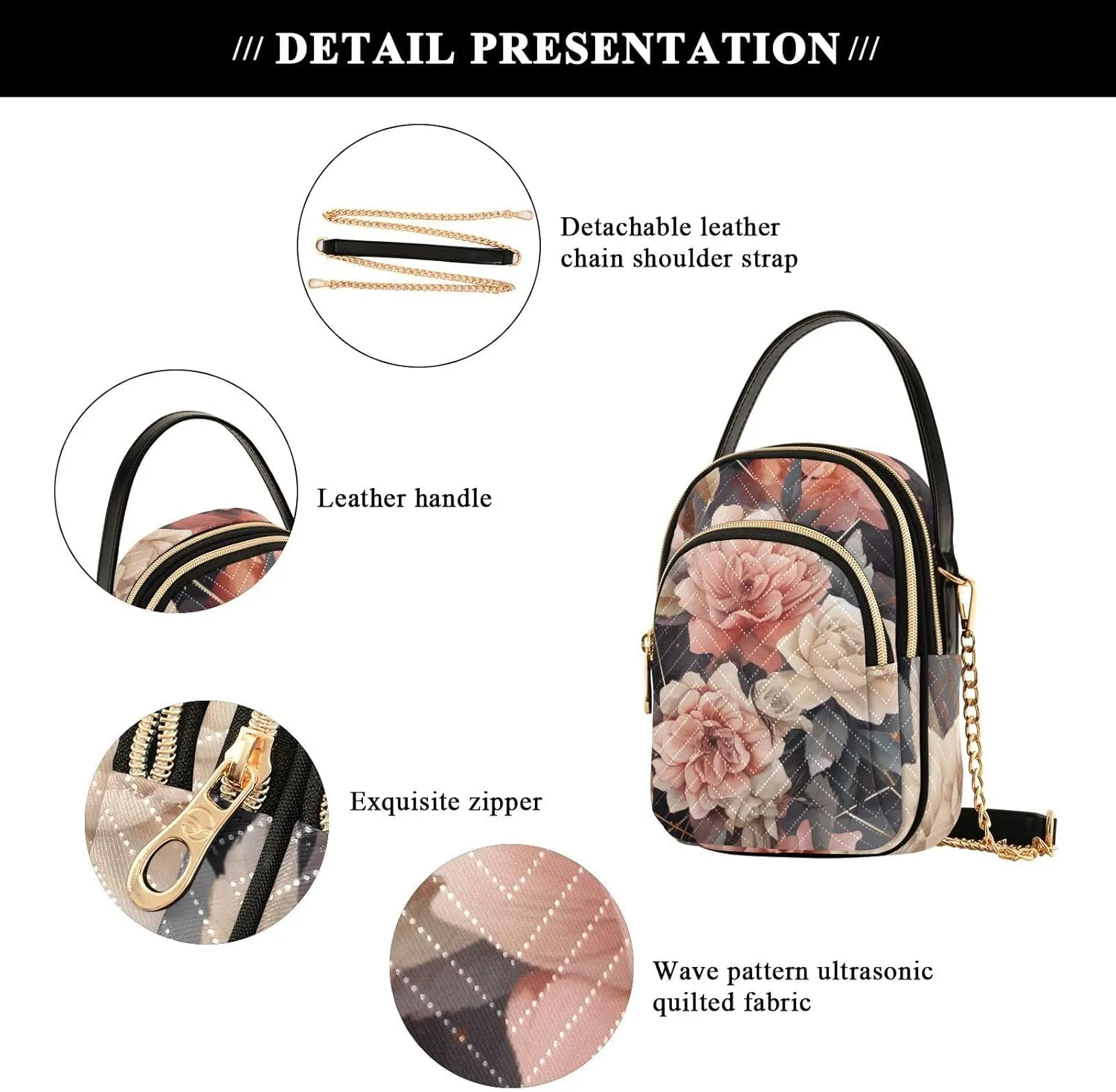 Floral Abstract Geometric Women s Crossbody Handbags, Shoulder Purses for Women Crossbody, Fall Crossbody Purse