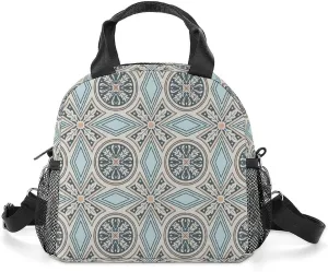 Flower Leaf Portable Lunch Box Crossbody Bag Tote Insulated with Adjustable Strap Work Beach Picnic