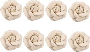 Fodattm 8PCS Faux Leather Rose Flower Wedding Sandals Shoes Decoration Charms DIY Crafts Findings Accessories Scarf Winter Boots Shoes Bag Package Accessories Material Eternal Flower (Beige)