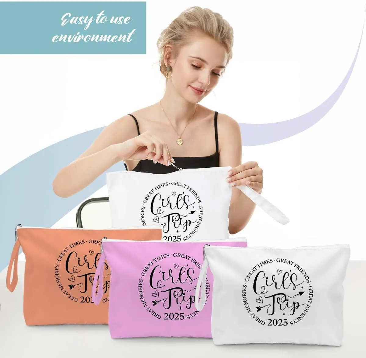 Fokongna 3PCS Girls Trip Gifts Wet Bag Wet Dry Bag Beach Bag Favors for Swimsuit Toiletry Bag Travel Essentials For Women, Beach Travel Gym Wet Dry Bag for Swimsuit Dirty Diaper Bag Gifts