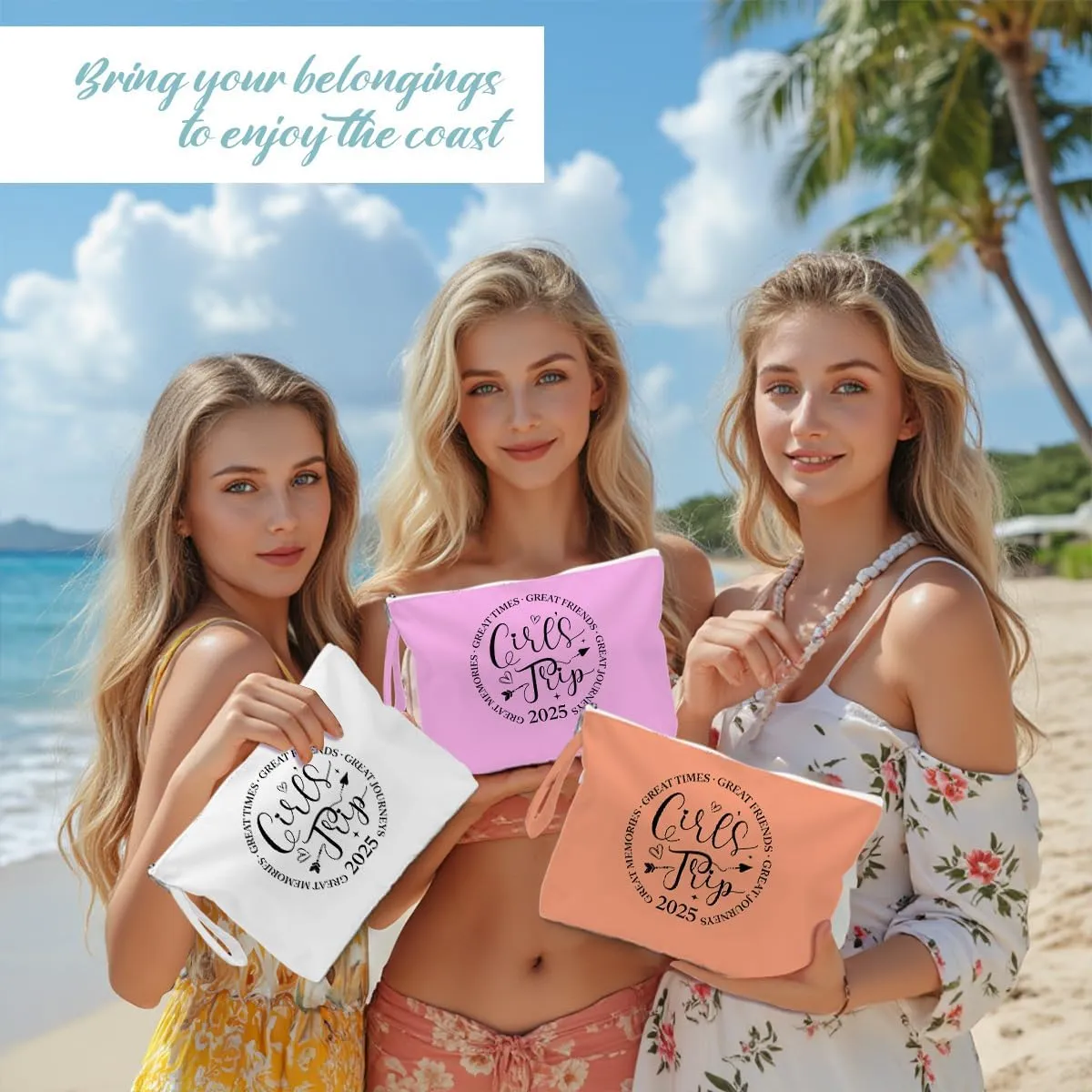 Fokongna 3PCS Girls Trip Gifts Wet Bag Wet Dry Bag Beach Bag Favors for Swimsuit Toiletry Bag Travel Essentials For Women, Beach Travel Gym Wet Dry Bag for Swimsuit Dirty Diaper Bag Gifts