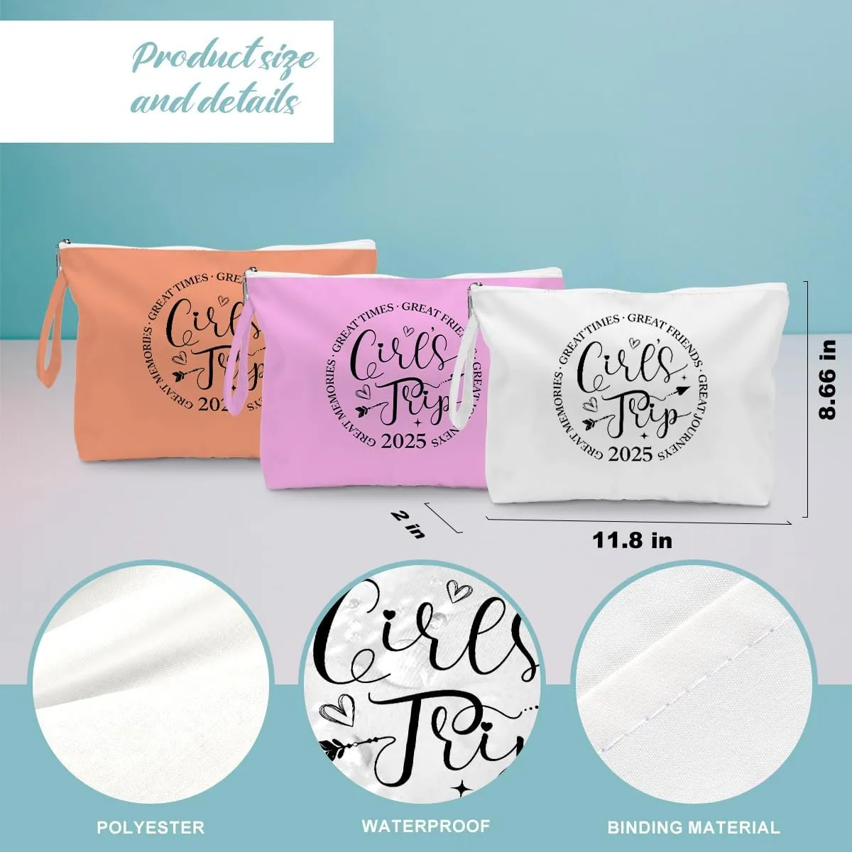 Fokongna 3PCS Girls Trip Gifts Wet Bag Wet Dry Bag Beach Bag Favors for Swimsuit Toiletry Bag Travel Essentials For Women, Beach Travel Gym Wet Dry Bag for Swimsuit Dirty Diaper Bag Gifts