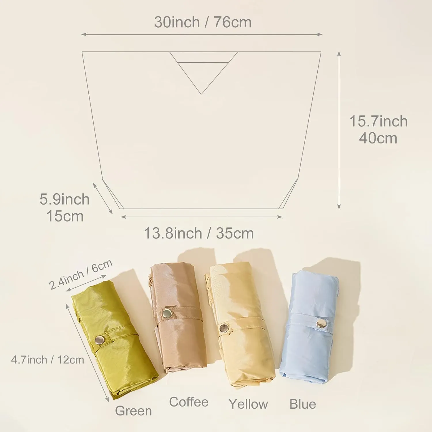 Foldable Shopping Bag for Groceries, Large Capacity Portable Tote Bag for Travel Waterproof Reusable Bags with Handles for Supermarket Picnic Beach (Brown)