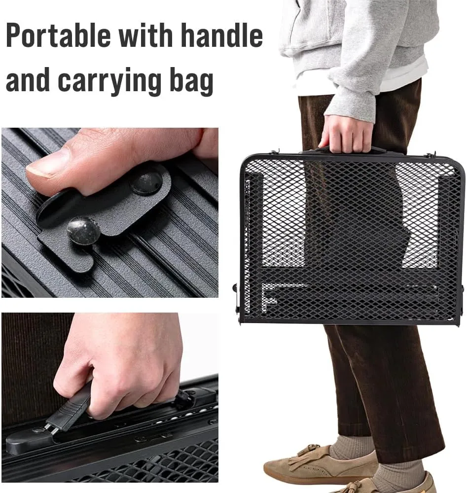 Folding Grill Table, 2 x 1.3 FT Lightweight Height Adjustable Aluminum Table with Mesh Desktop and Mesh Bag for Outdoor Camping Picnic BBQ (Silver, Small (23" x 15"))