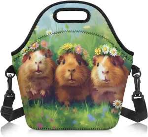 FOR U DESIGNS Lunch Box for Girls Insulated Lunch Bag Small Leakproof Cooler Bag Washable Reusable Lunch Tote Bag Guinea Pig Print Crossbody Handbags
