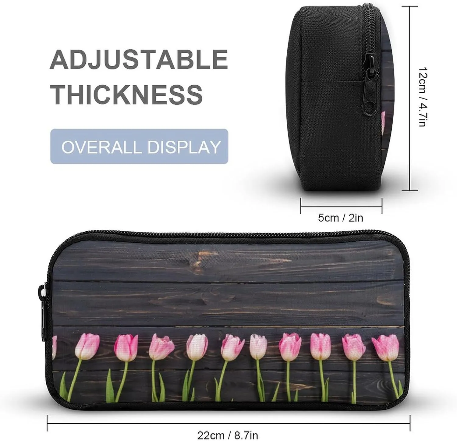 Freshly Picked Tulips Backpack Portable Meal Bag, Stationery Bag Set, Sturdy And Durable