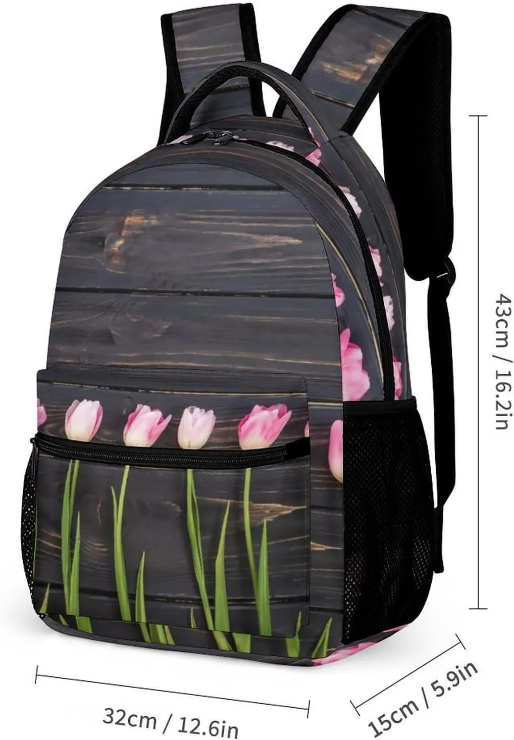 Freshly Picked Tulips Backpack Portable Meal Bag, Stationery Bag Set, Sturdy And Durable