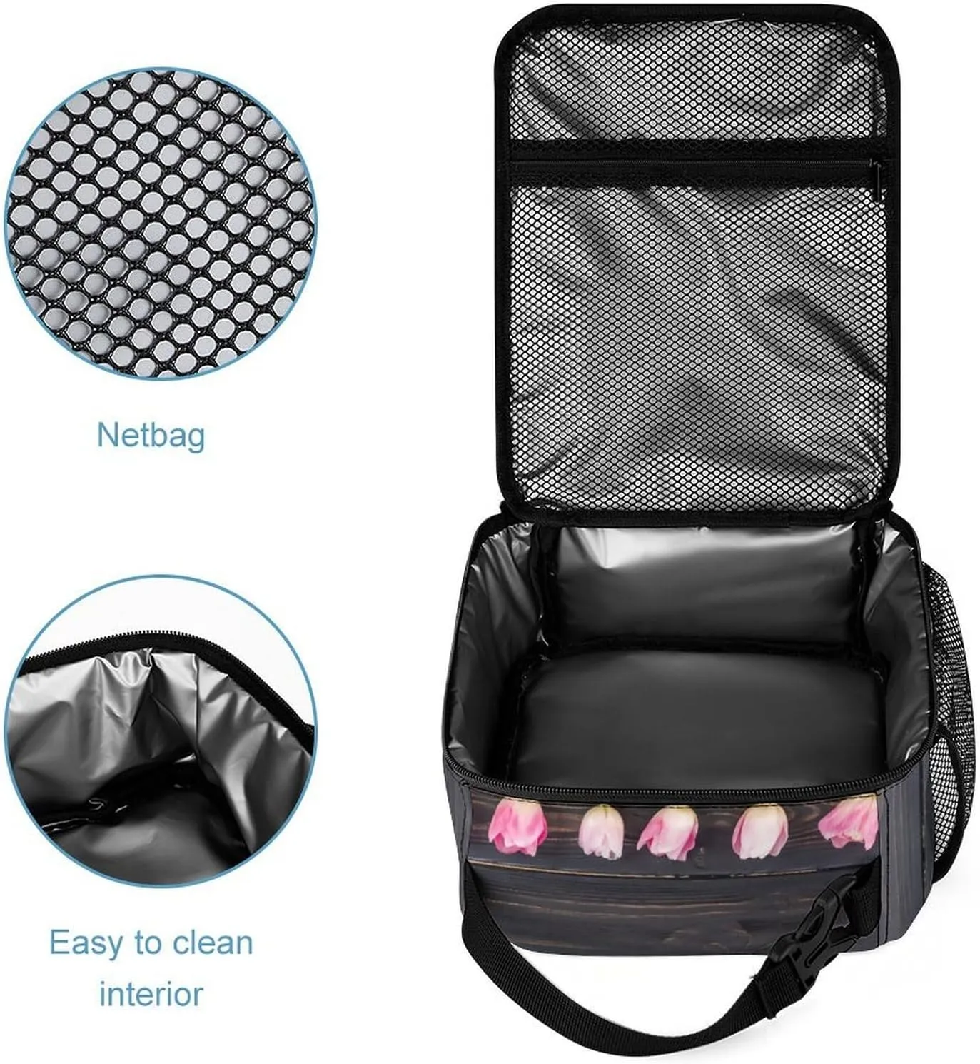 Freshly Picked Tulips Backpack Portable Meal Bag, Stationery Bag Set, Sturdy And Durable