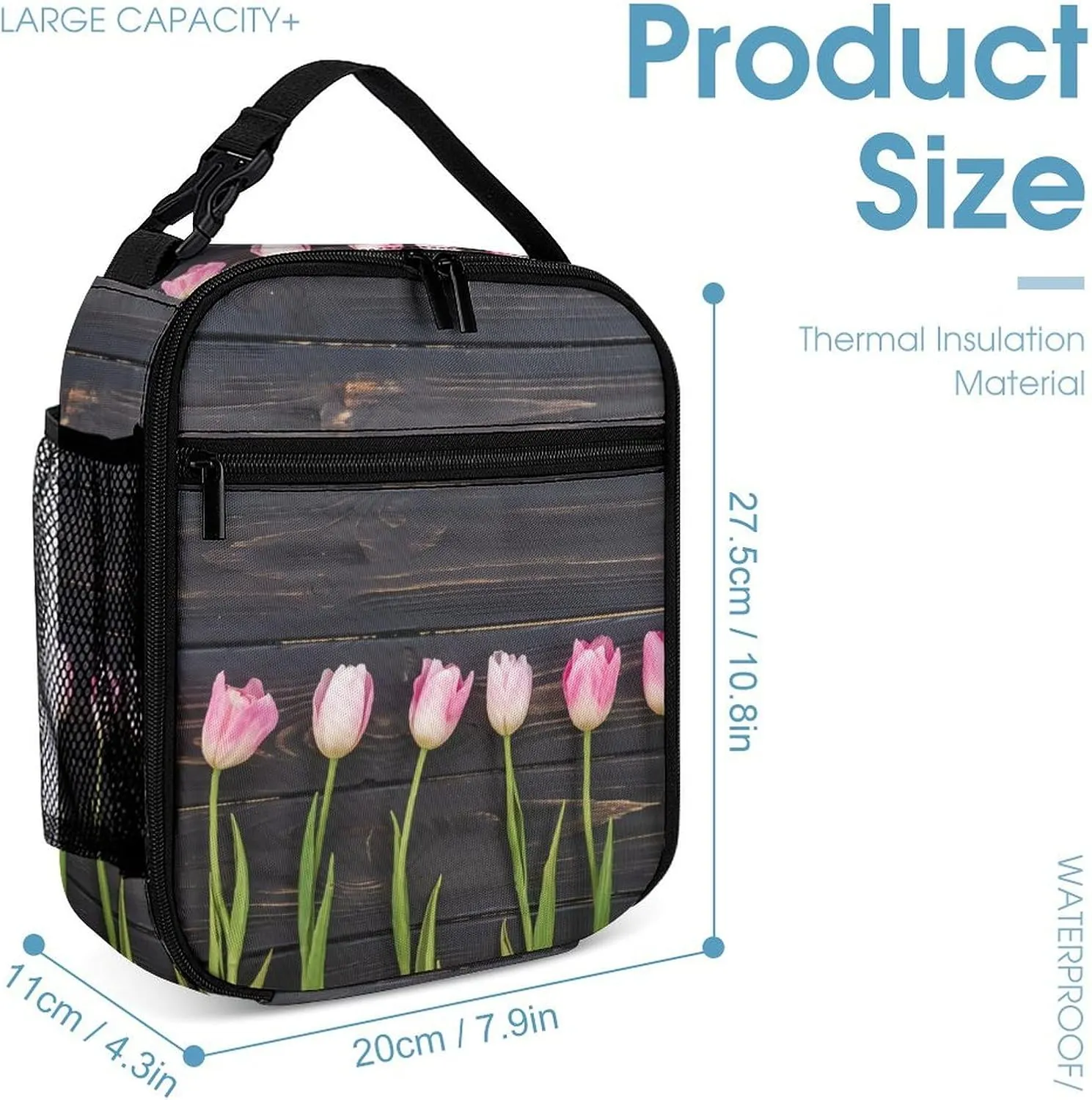 Freshly Picked Tulips Backpack Portable Meal Bag, Stationery Bag Set, Sturdy And Durable