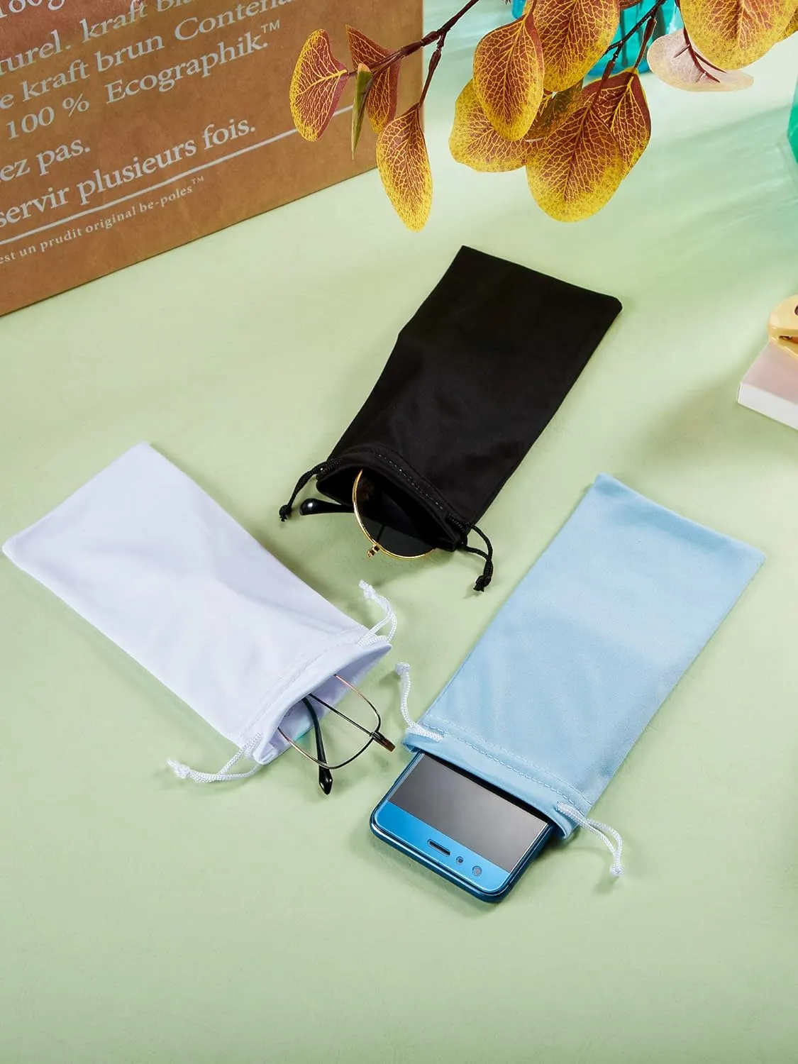 Frienda 25 Pieces Microfiber Case Pouch Bag Glasses Sunglasses Case Soft Pouch with 2 Eyeglass Cleaning Cloth