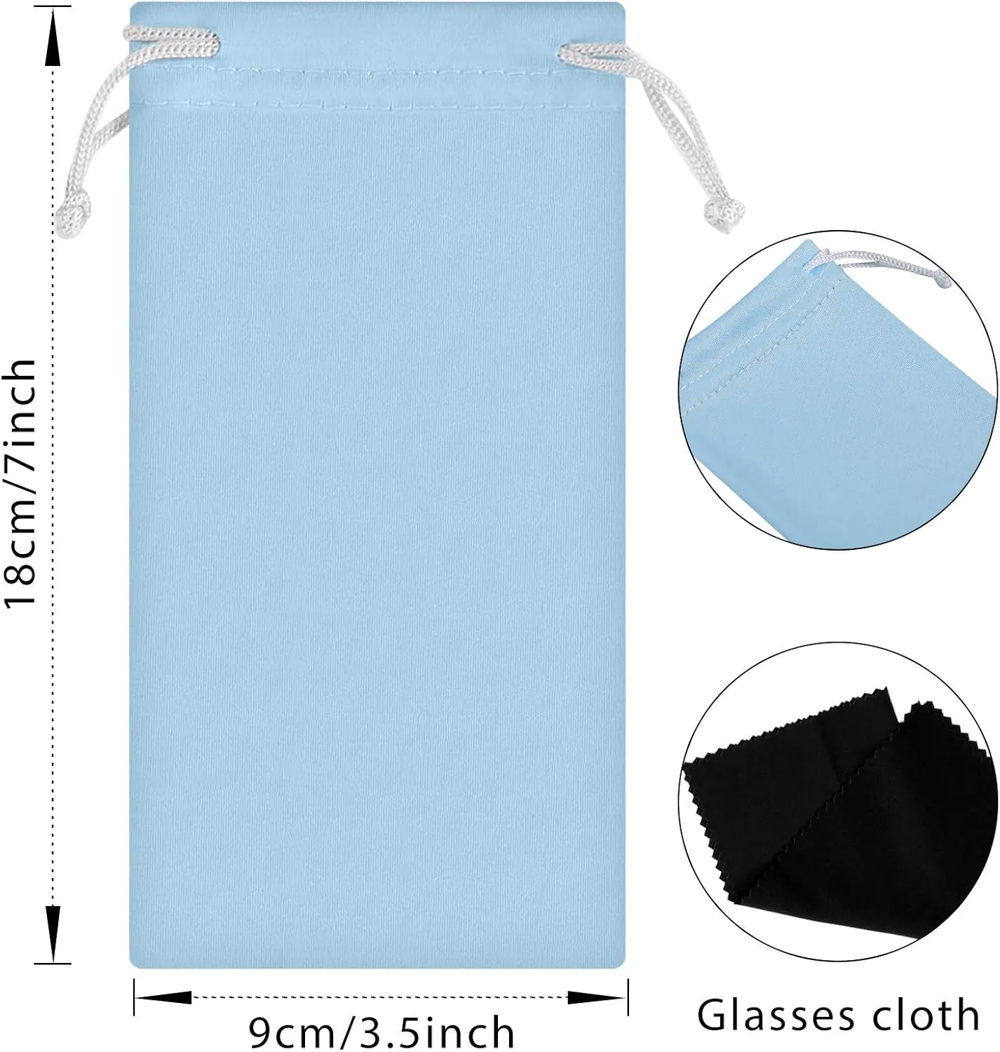 Frienda 25 Pieces Microfiber Case Pouch Bag Glasses Sunglasses Case Soft Pouch with 2 Eyeglass Cleaning Cloth
