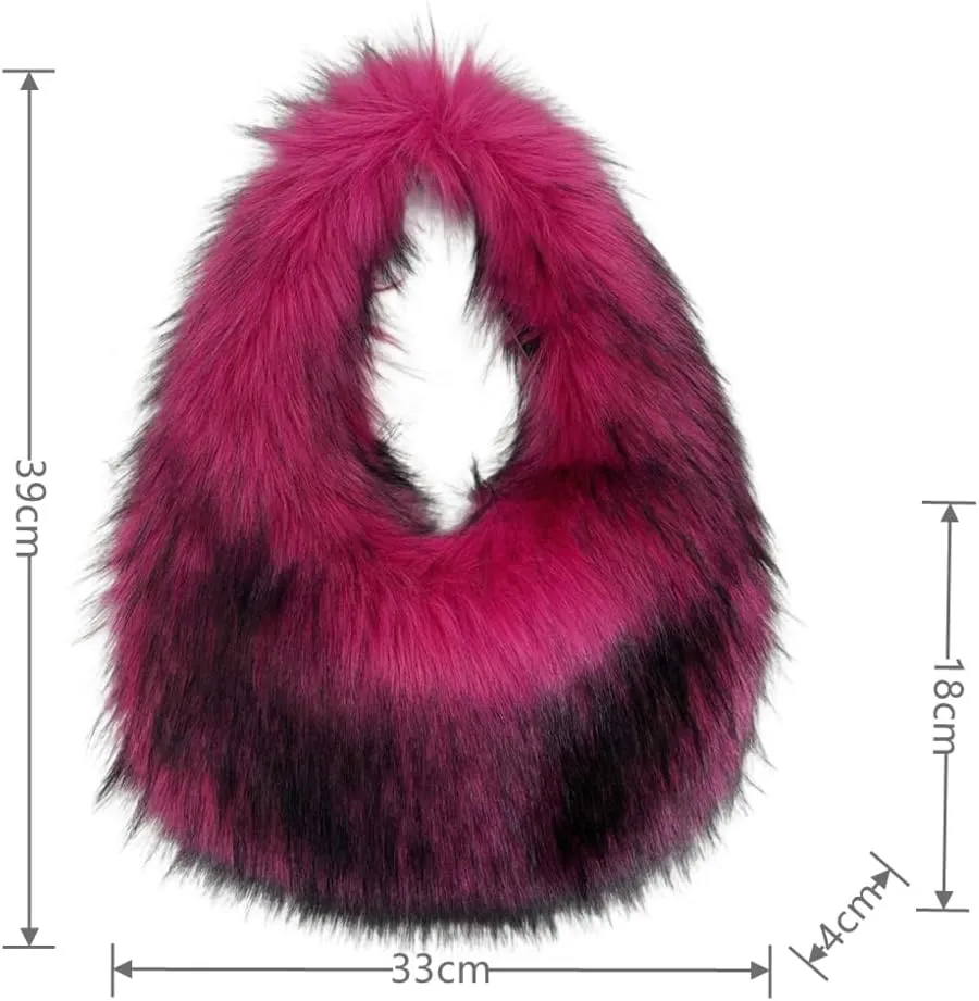 Furry Purse for Women Faux Fur Shoulder Bag Y2k Purse Fluffy Large Tote Bag Fuzzy Handbags Dumpling Satchels