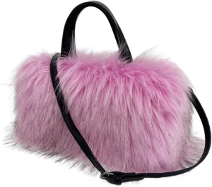 Furry Tote Bag for Women Faux Fur Shoulder Crossbody Bag Y2k Purse Fluffy Large Fuzzy Handbags Soft Top Handle Satchels
