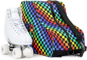 Fydelity- Retro Cute Roller Skate Bag for Women, Converts into Roller Skates Backpack –Heavy Duty Roller Skating Bag Fits Mens Ice Skate, Boys Inline Skates, Girls Figure Skates