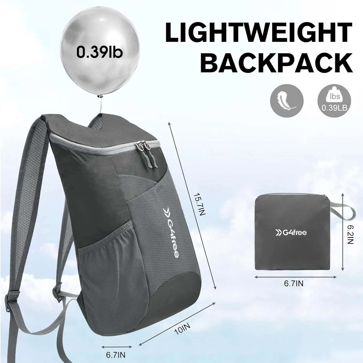 G4Free 11L Hiking Backpack Small Ultra light Packable Backpack Travel Bag for Women Men Casual Outdoor Camping Daypack (Dark Grey)