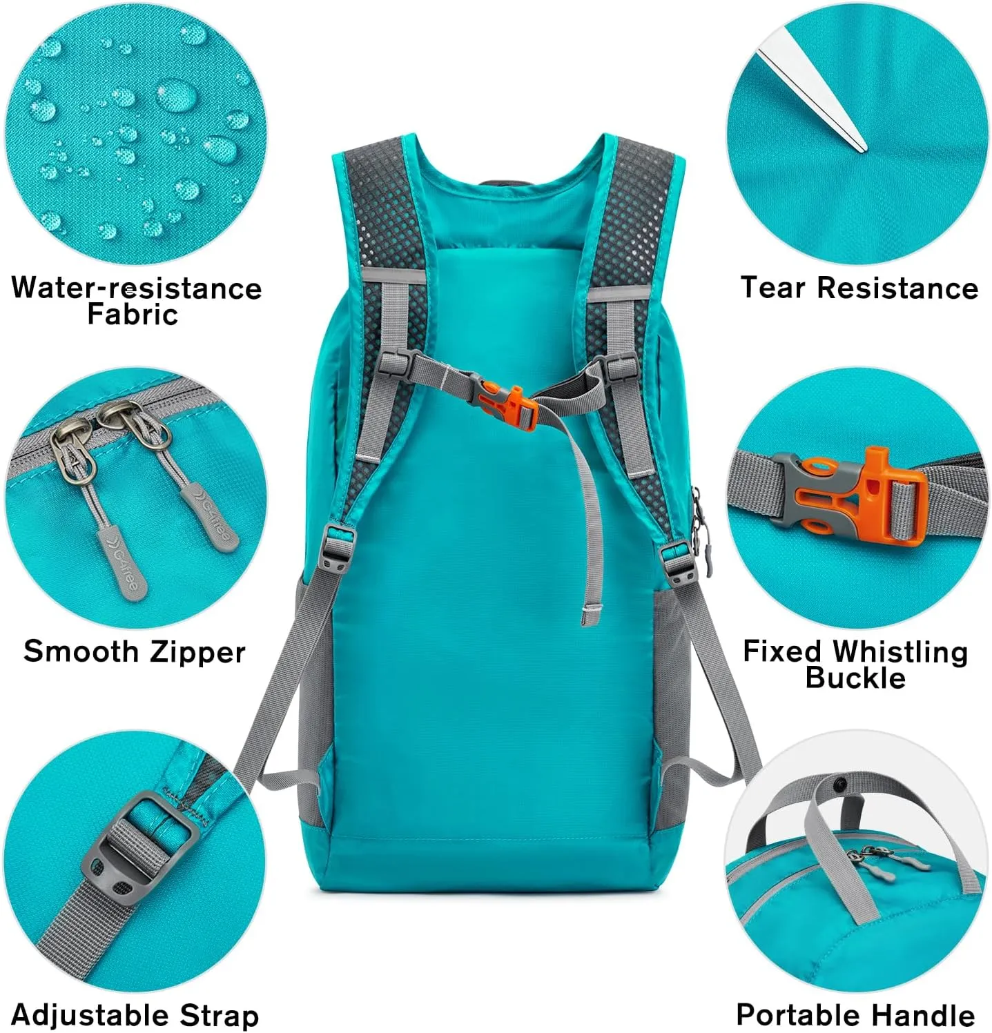 G4Free 25L Lightweight Hiking Backpack Packable Foldable Sport Travel Daypack Water Resistant for Women Men（Peacock Blue）