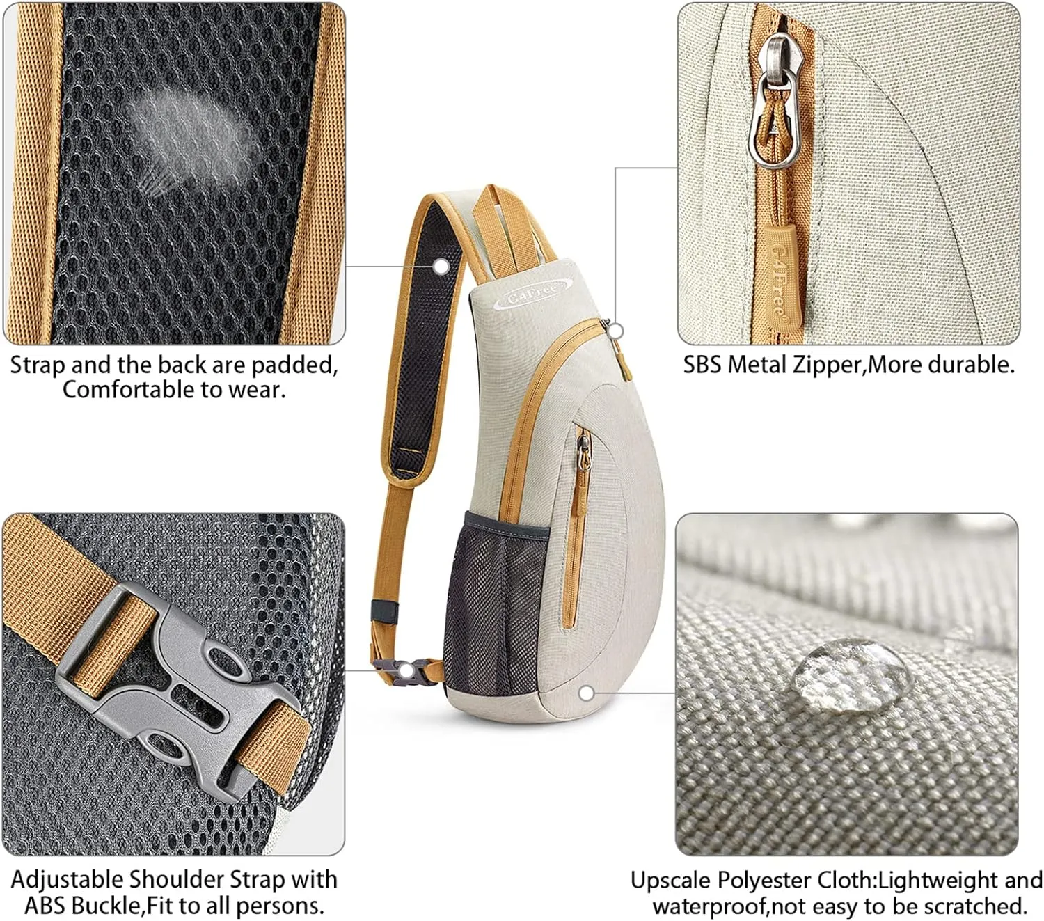 G4Free Sling Bags Men and Women Shoulder Backpack Small Crossbody Chest Sling Backpack (Ivory)