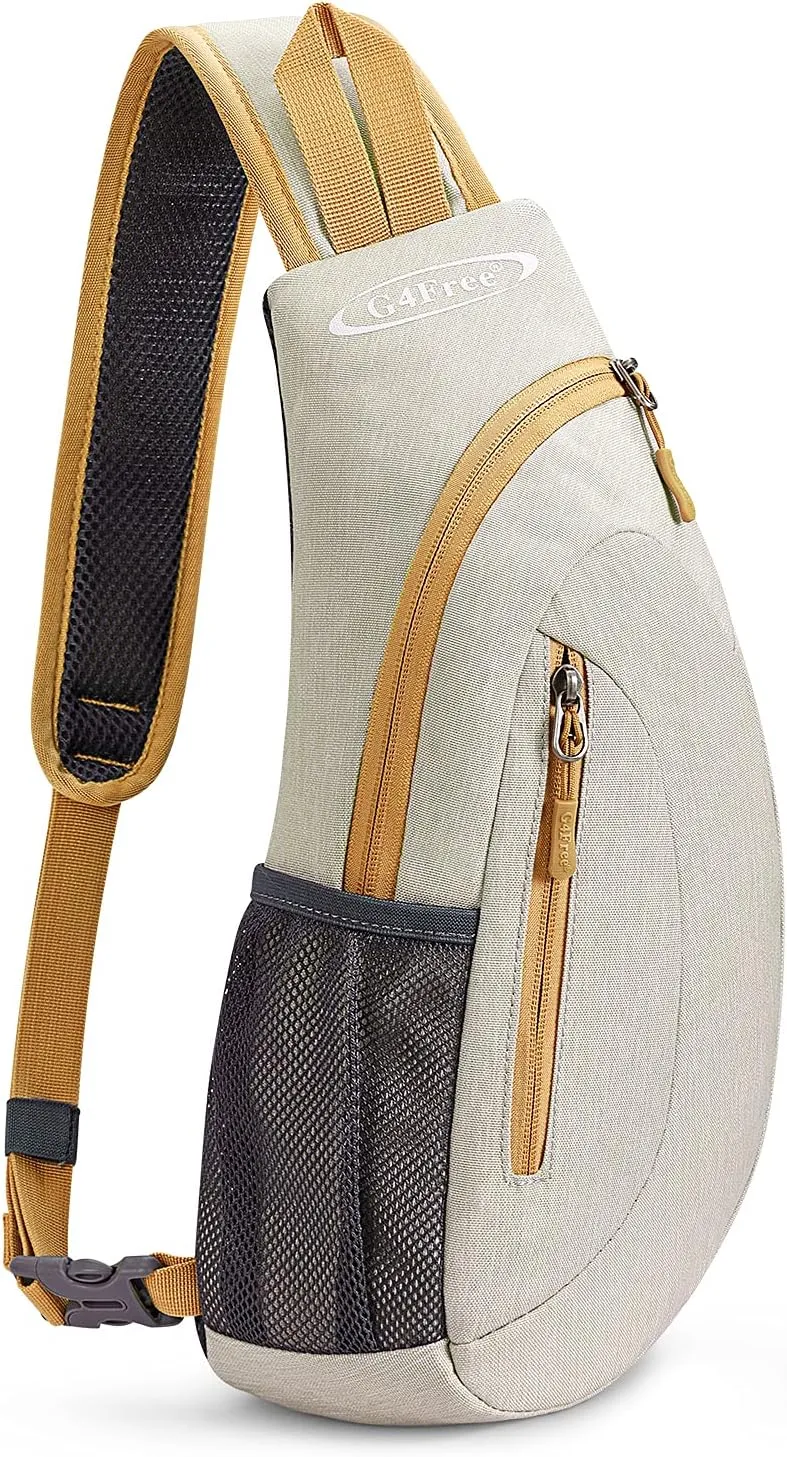 G4Free Sling Bags Men and Women Shoulder Backpack Small Crossbody Chest Sling Backpack (Ivory)