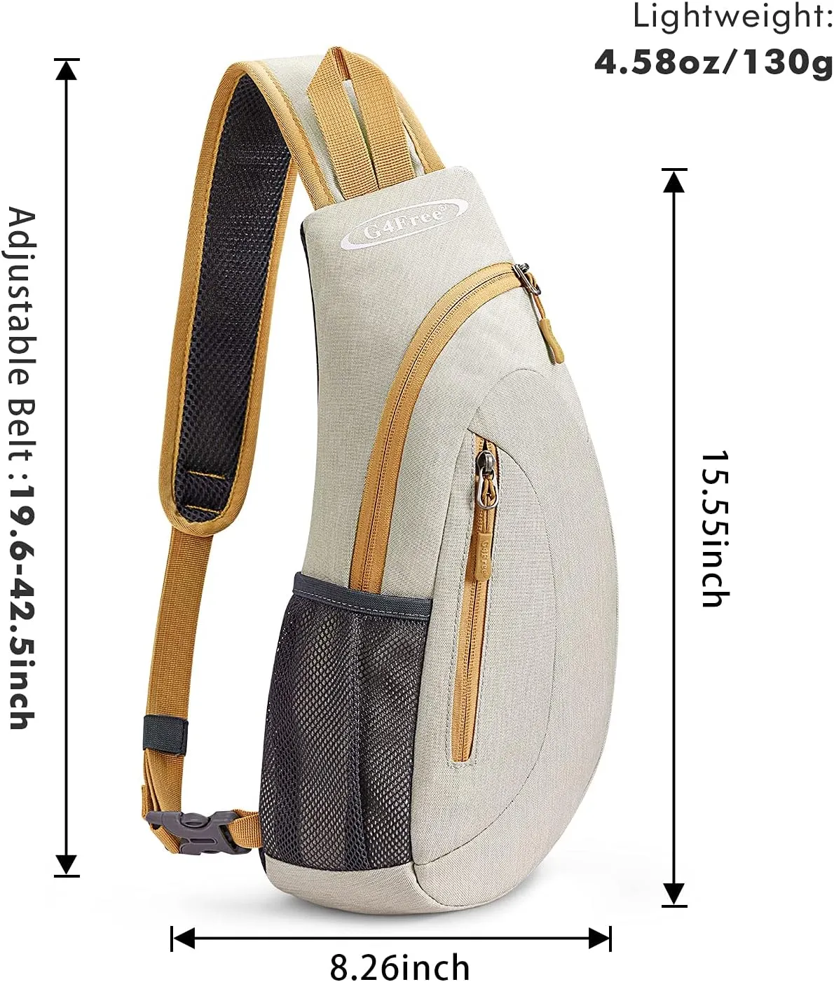 G4Free Sling Bags Men and Women Shoulder Backpack Small Crossbody Chest Sling Backpack (Ivory)