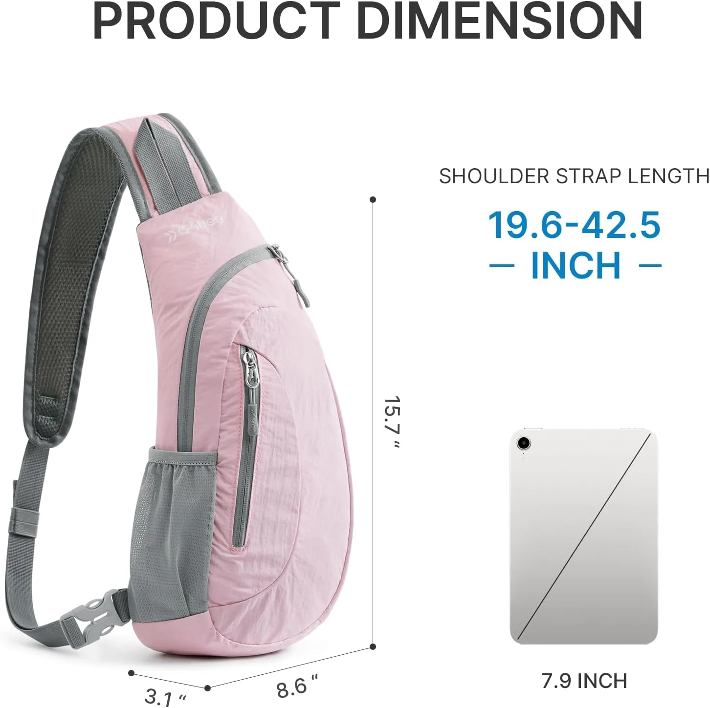 G4Free Sling Bags Men and Women Shoulder Backpack Small Crossbody Chest Sling Backpack (Pink)