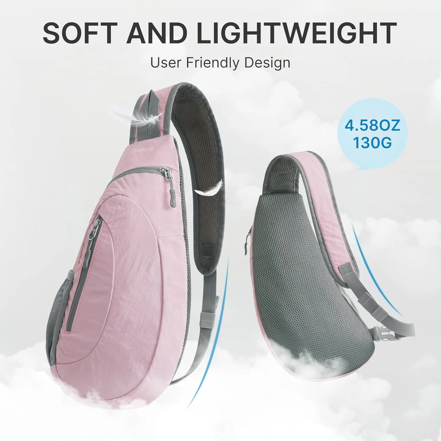 G4Free Sling Bags Men and Women Shoulder Backpack Small Crossbody Chest Sling Backpack (Pink)