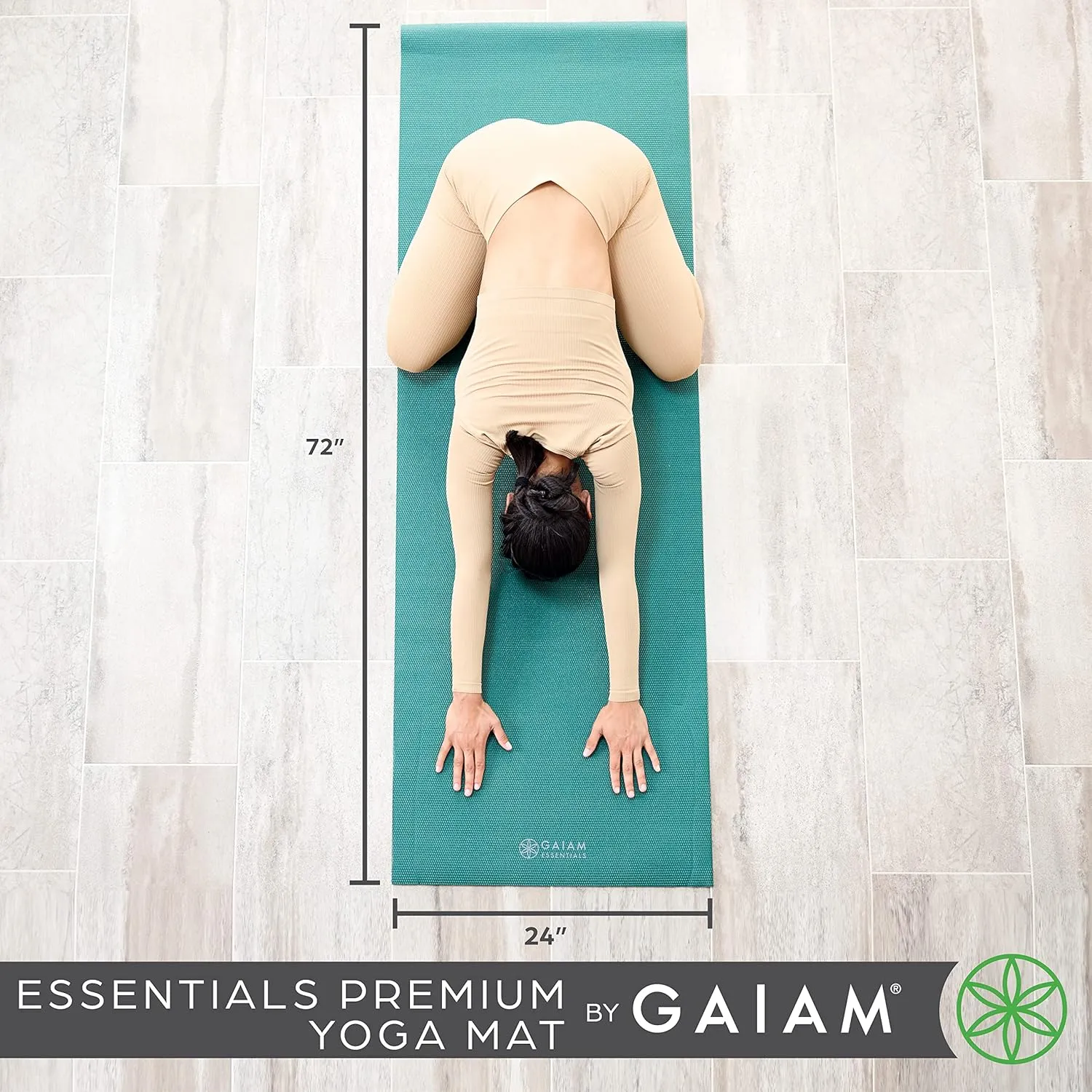 Gaiam Essentials Premium Yoga Mat with Yoga Mat Carrier Sling (72"L x 24"W x 1/4 Inch Thick)