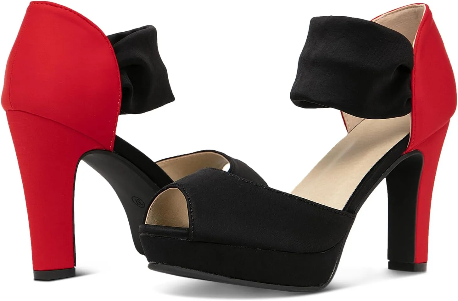 GATUXUS Women's Chunky High Heels Sandals Open Toe Platform Ankle Strappy Sandals Dress Shoes