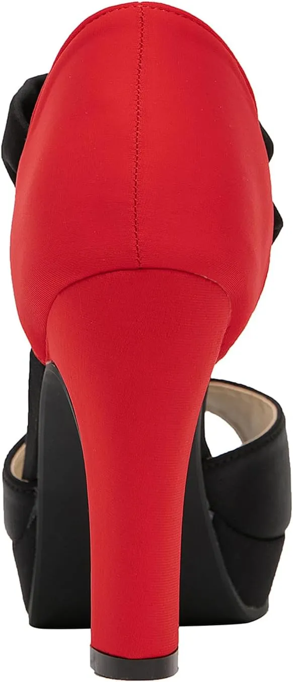 GATUXUS Women's Chunky High Heels Sandals Open Toe Platform Ankle Strappy Sandals Dress Shoes