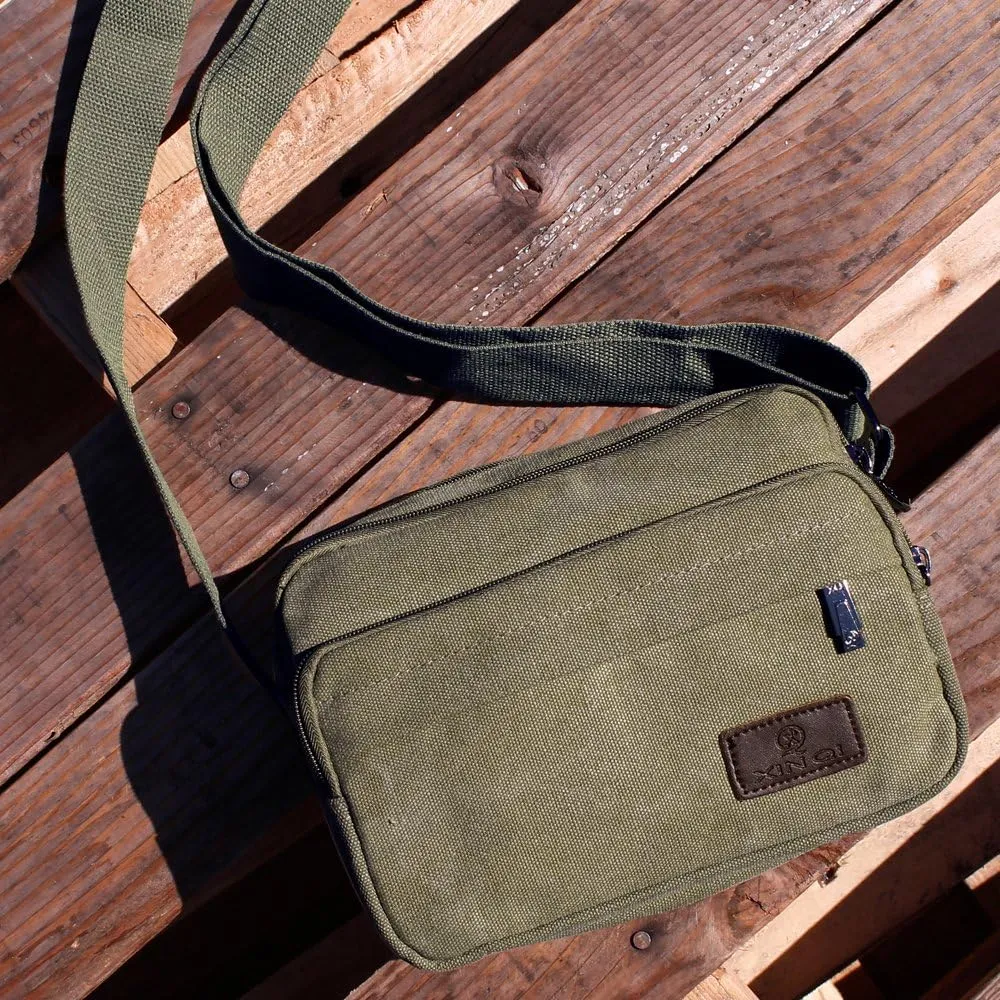 GEARONIC TM Men Vintage Crossbody Canvas Messenger Shoulder Bag Hiking Military Travel Satchel
