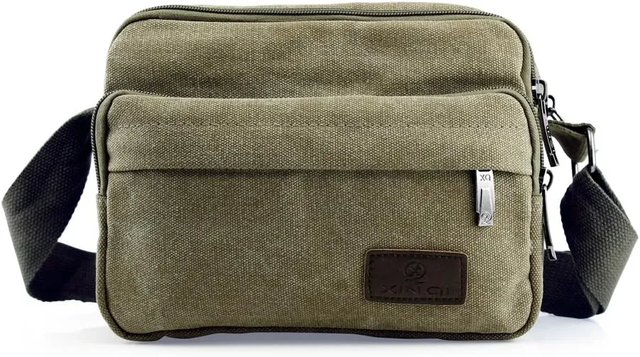 GEARONIC TM Men Vintage Crossbody Canvas Messenger Shoulder Bag Hiking Military Travel Satchel