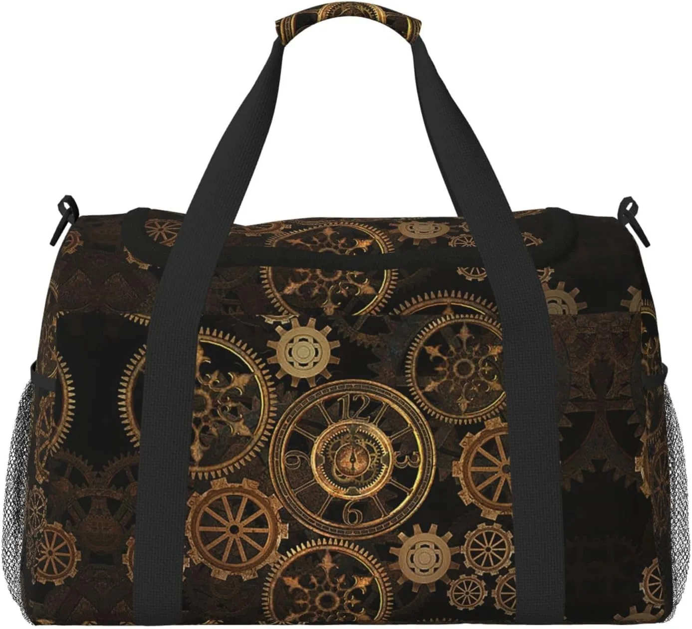 Gears Clock Bronze Century print Personal Item Bag Large Duffel Bag Travel Bag Weekender Bag Gym Bag Tote Duffel bag