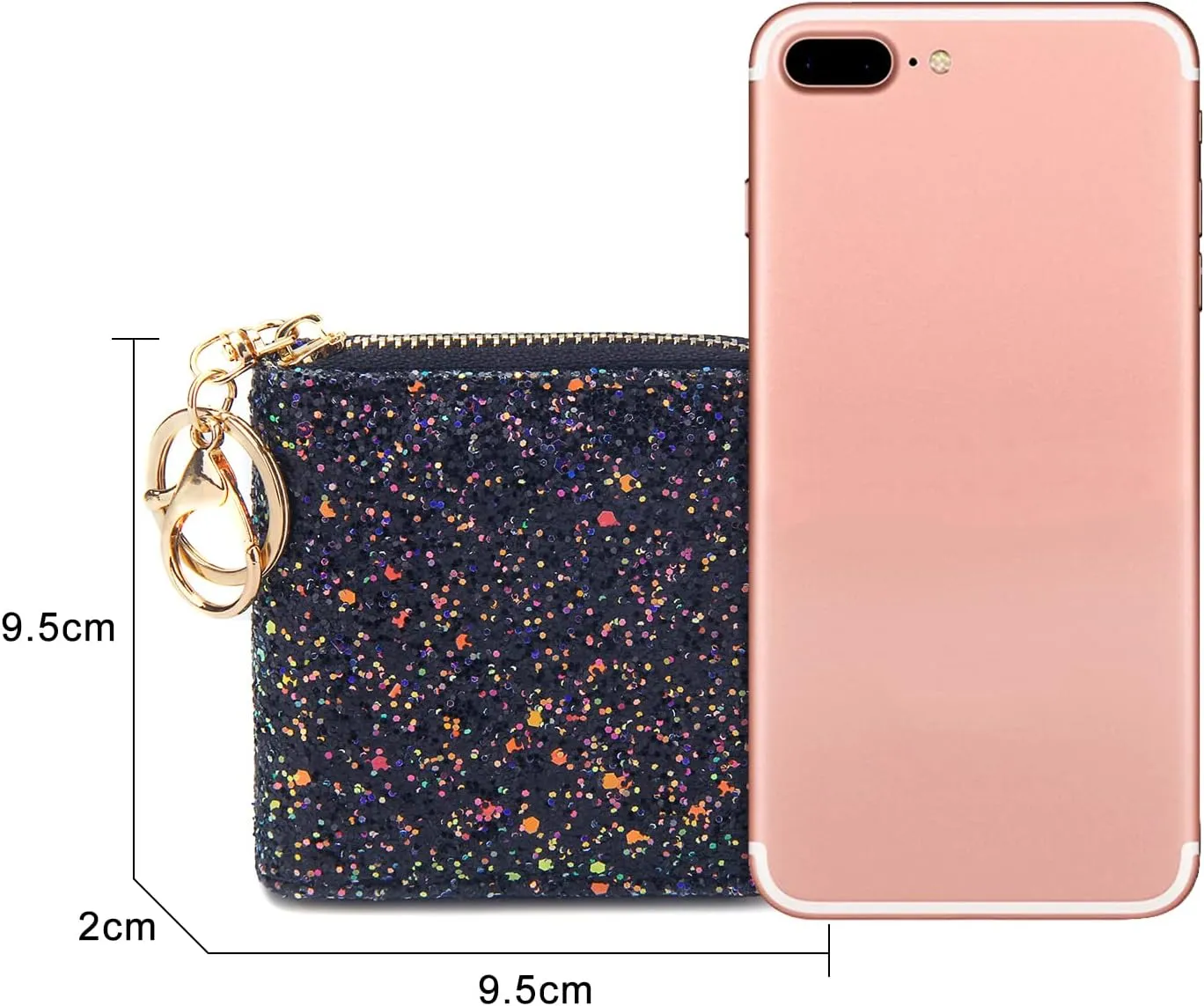 GEEAD Small Glitter Wallet for Women Girls Mini Coin Purse Pouches with Key Ring