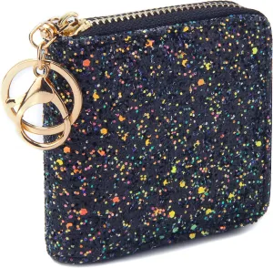 GEEAD Small Glitter Wallet for Women Girls Mini Coin Purse Pouches with Key Ring