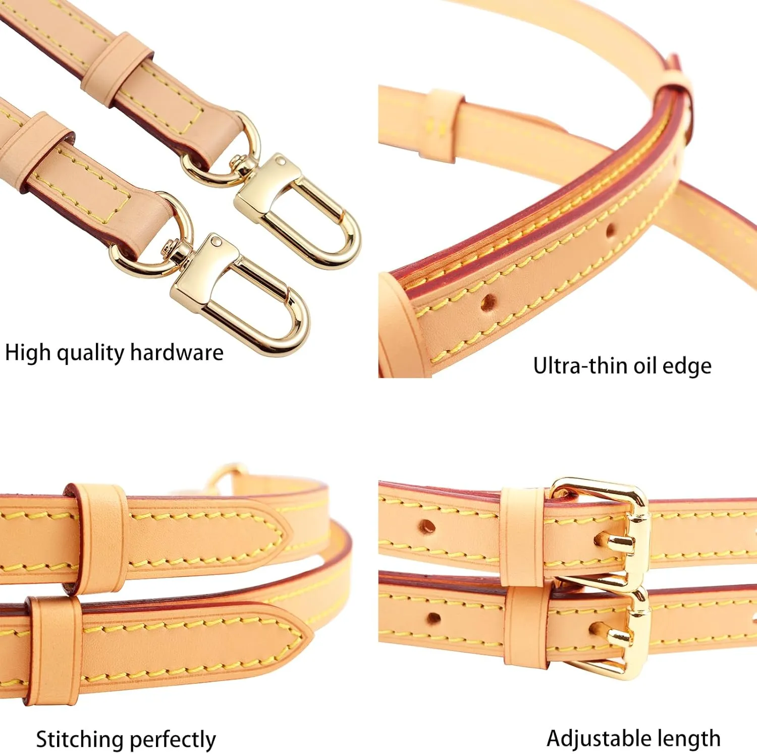 Genuine Vachetta Leather Crossbody Strap Genuine Leather Adjustable Replacement Strap for Shoulder Bag Handbag Purse