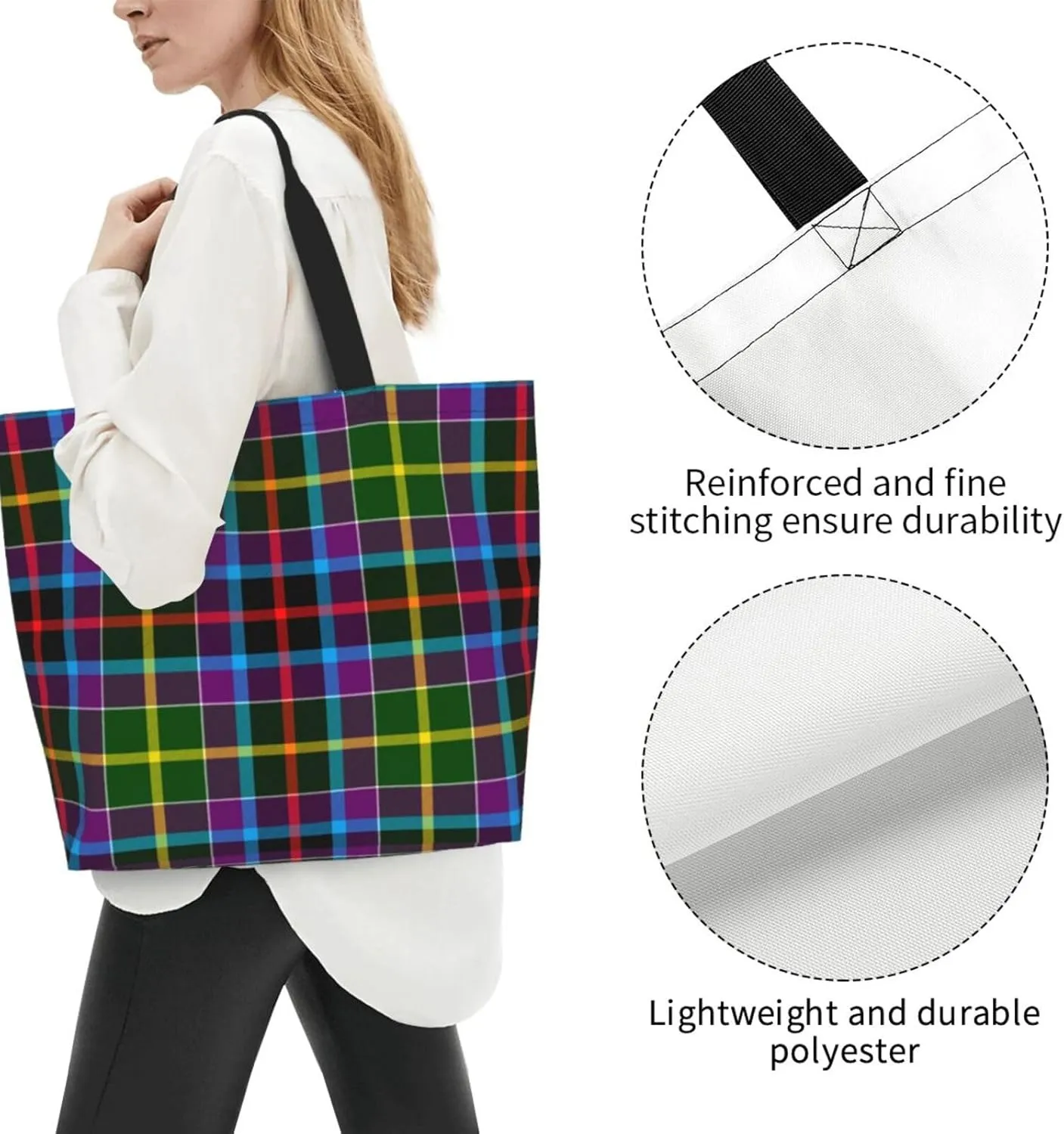 Georgia Tartan Tote Bag For Women Weekender Travel Bag Reusable Grocery Bags Large Totes Handbags