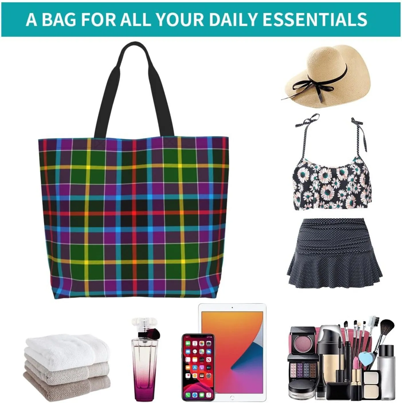 Georgia Tartan Tote Bag For Women Weekender Travel Bag Reusable Grocery Bags Large Totes Handbags